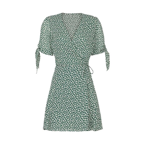 Reformation Venezuela Sammy Wrap Dress in Green Floral Print (Small) - Picture 2 of 4